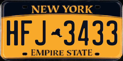 NY license plate HFJ3433
