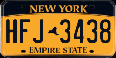 NY license plate HFJ3438