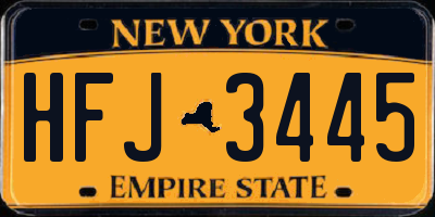 NY license plate HFJ3445