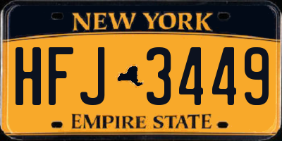 NY license plate HFJ3449