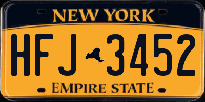 NY license plate HFJ3452