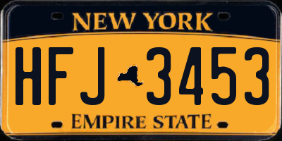 NY license plate HFJ3453