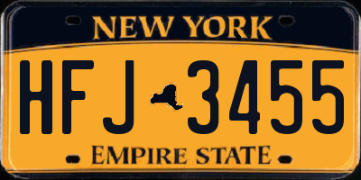 NY license plate HFJ3455