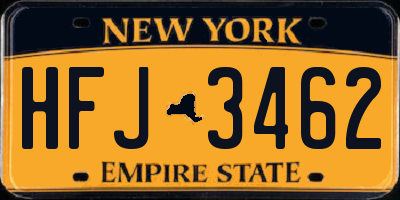 NY license plate HFJ3462