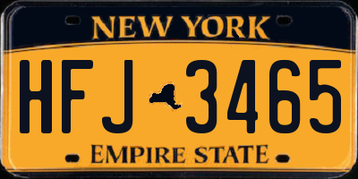NY license plate HFJ3465