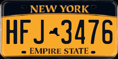 NY license plate HFJ3476