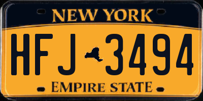NY license plate HFJ3494