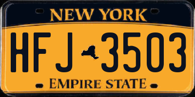 NY license plate HFJ3503