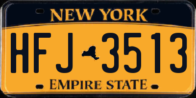 NY license plate HFJ3513