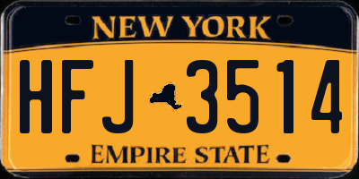 NY license plate HFJ3514