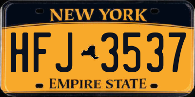 NY license plate HFJ3537
