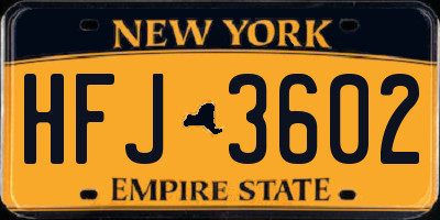NY license plate HFJ3602