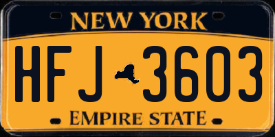 NY license plate HFJ3603