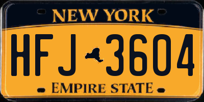 NY license plate HFJ3604