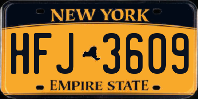 NY license plate HFJ3609