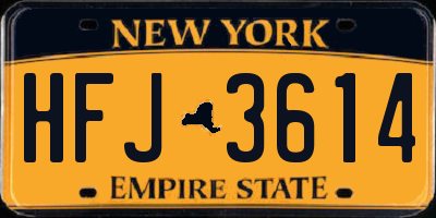 NY license plate HFJ3614