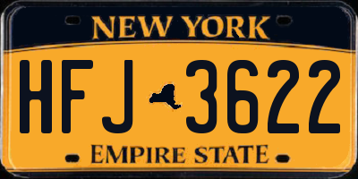 NY license plate HFJ3622