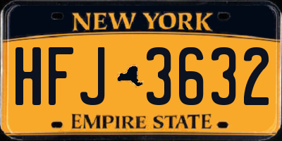 NY license plate HFJ3632