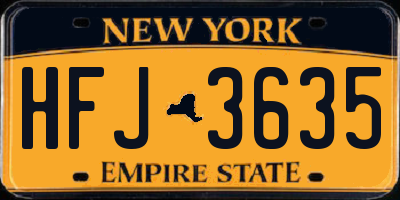 NY license plate HFJ3635