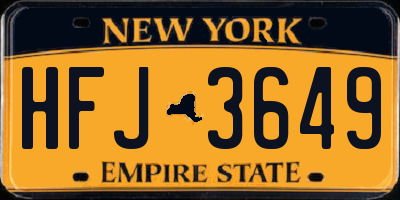 NY license plate HFJ3649