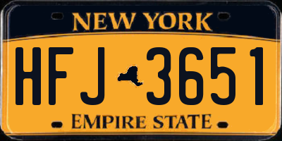 NY license plate HFJ3651