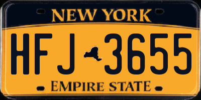 NY license plate HFJ3655