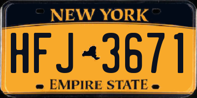 NY license plate HFJ3671
