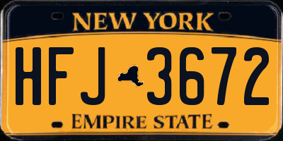 NY license plate HFJ3672