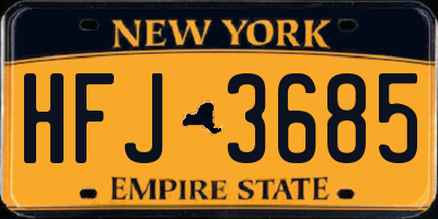 NY license plate HFJ3685