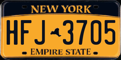 NY license plate HFJ3705