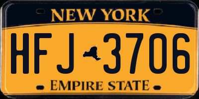 NY license plate HFJ3706