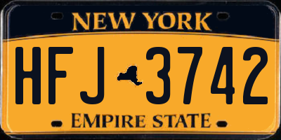 NY license plate HFJ3742
