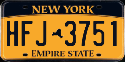 NY license plate HFJ3751