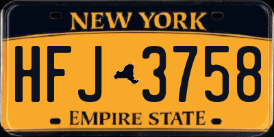 NY license plate HFJ3758