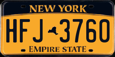 NY license plate HFJ3760