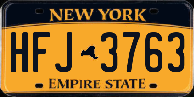 NY license plate HFJ3763