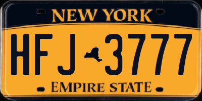 NY license plate HFJ3777