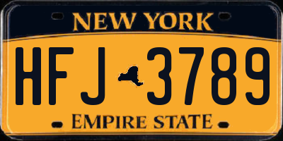 NY license plate HFJ3789