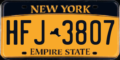 NY license plate HFJ3807