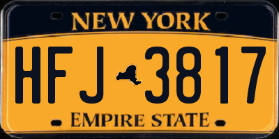 NY license plate HFJ3817
