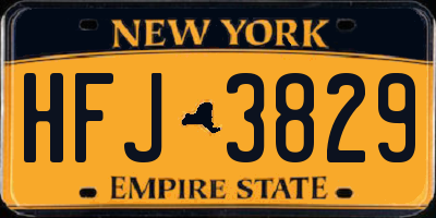 NY license plate HFJ3829