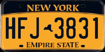 NY license plate HFJ3831