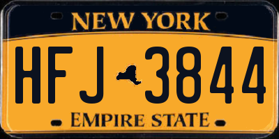 NY license plate HFJ3844