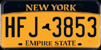 NY license plate HFJ3853