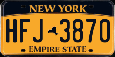NY license plate HFJ3870