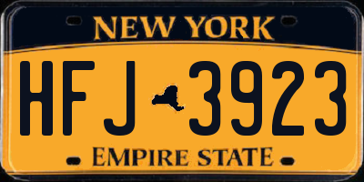 NY license plate HFJ3923