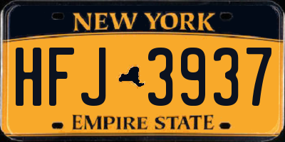 NY license plate HFJ3937
