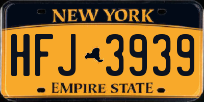 NY license plate HFJ3939