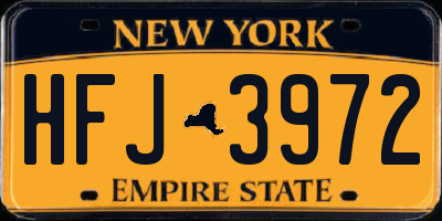 NY license plate HFJ3972