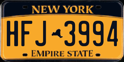 NY license plate HFJ3994